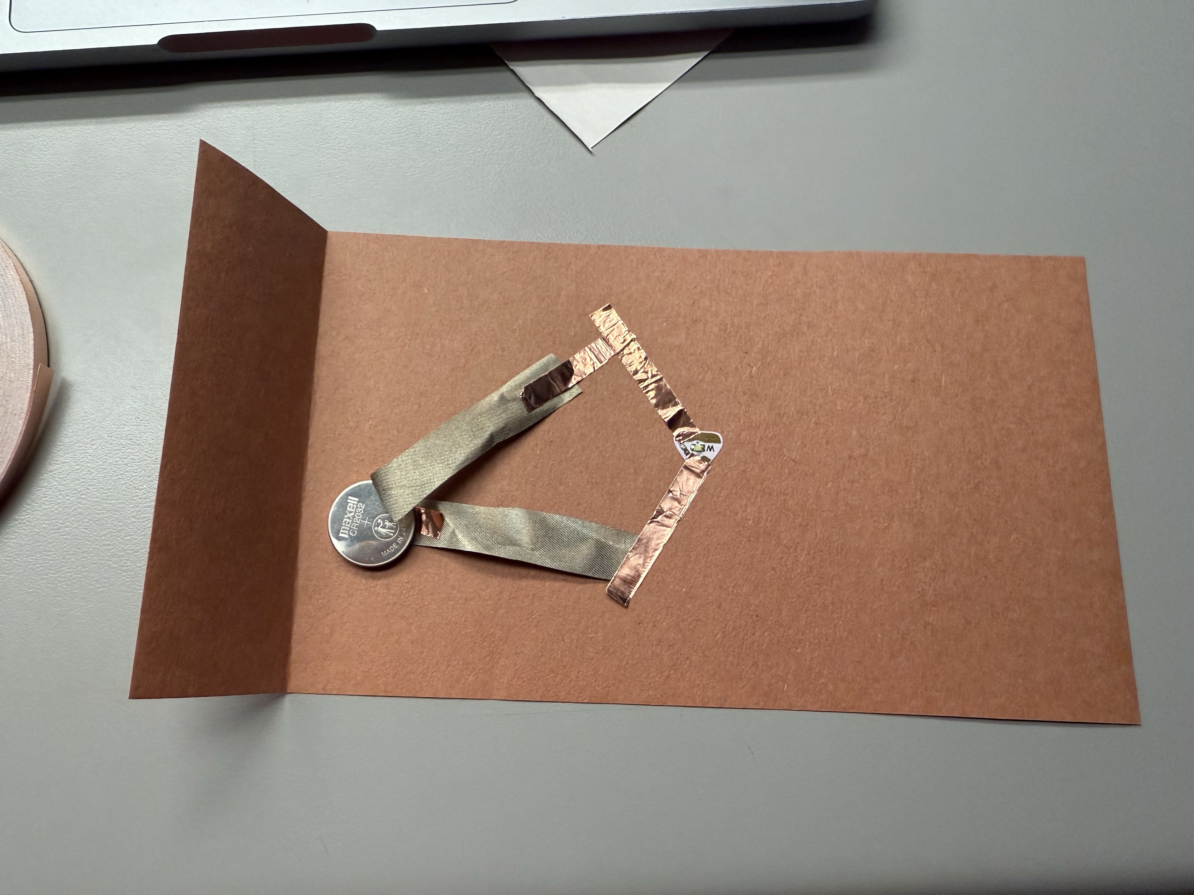 Copper tape + conductive fabric LED circuit