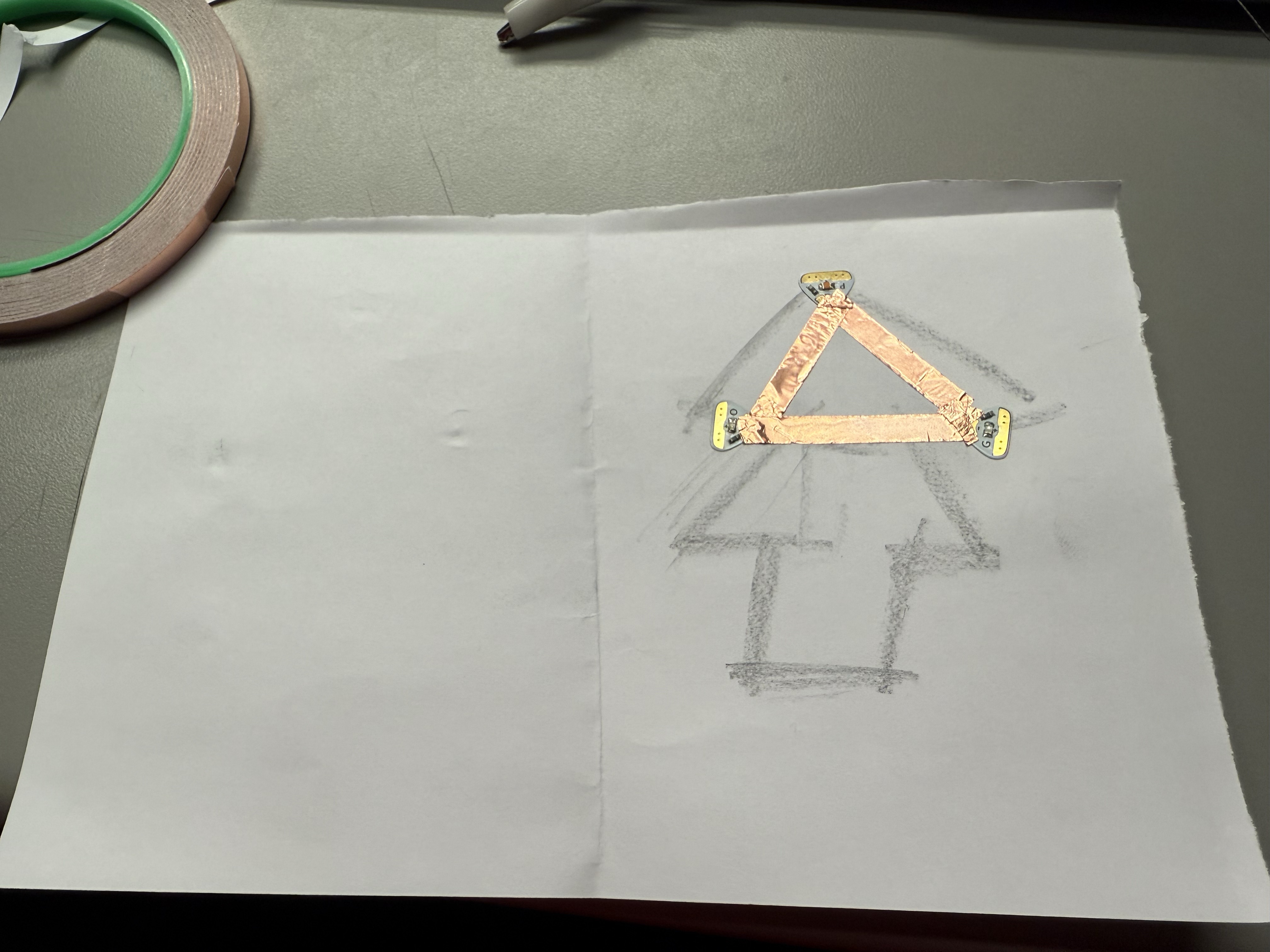 Experimenting progress with copper tape and LEDs.