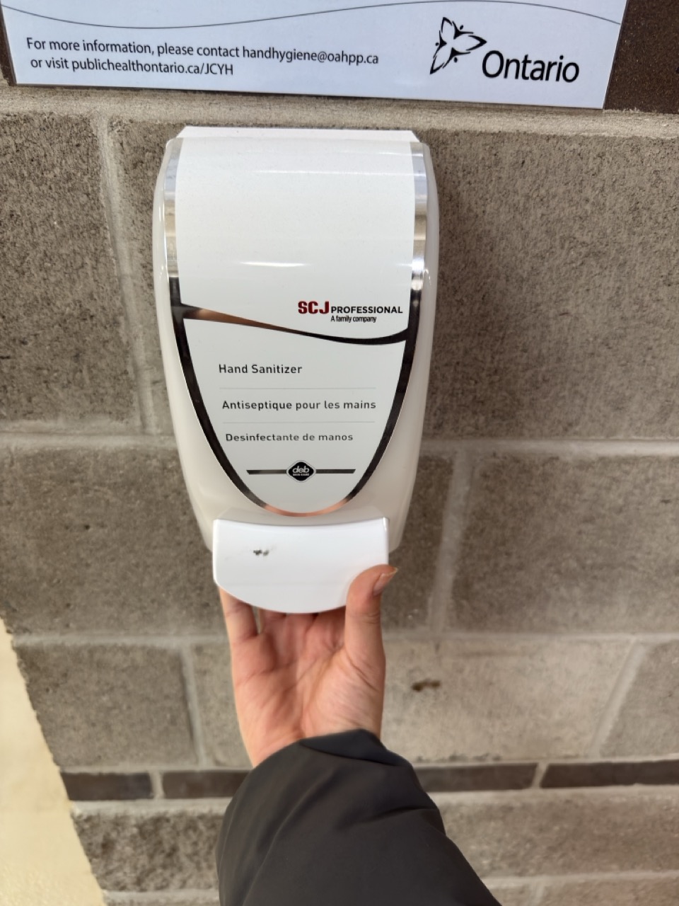 Press to get hand sanitizer