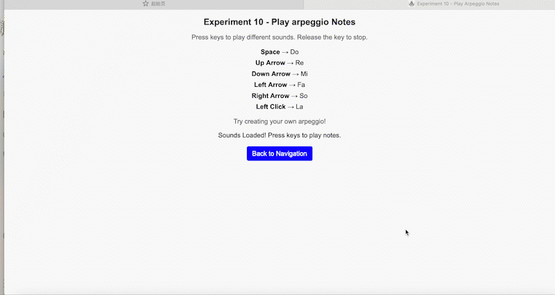 Piano-like experiment with sound keys