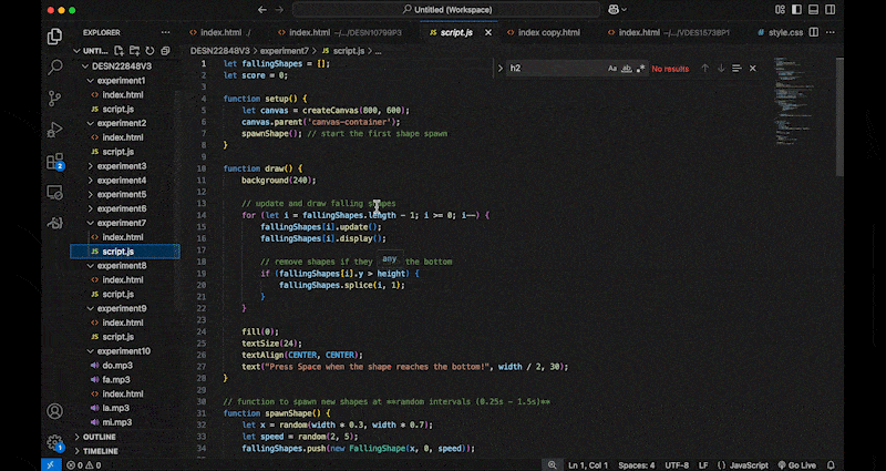 Live coding demonstration of a Makey Makey experiment.