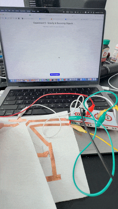 A rhythmic interaction where pressing a button spawns shapes.