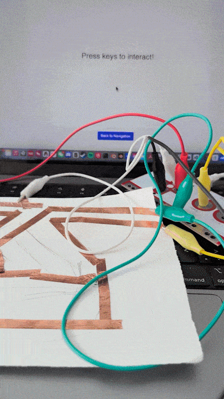 A Makey Makey experiment where conductive materials trigger sounds.