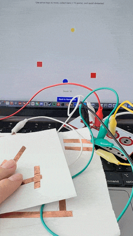 A physical input experiment where sensors control visuals.