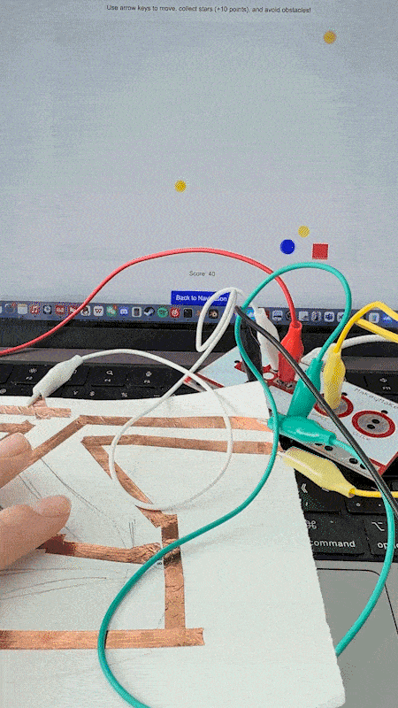 A gesture-controlled drawing experiment using Makey Makey.