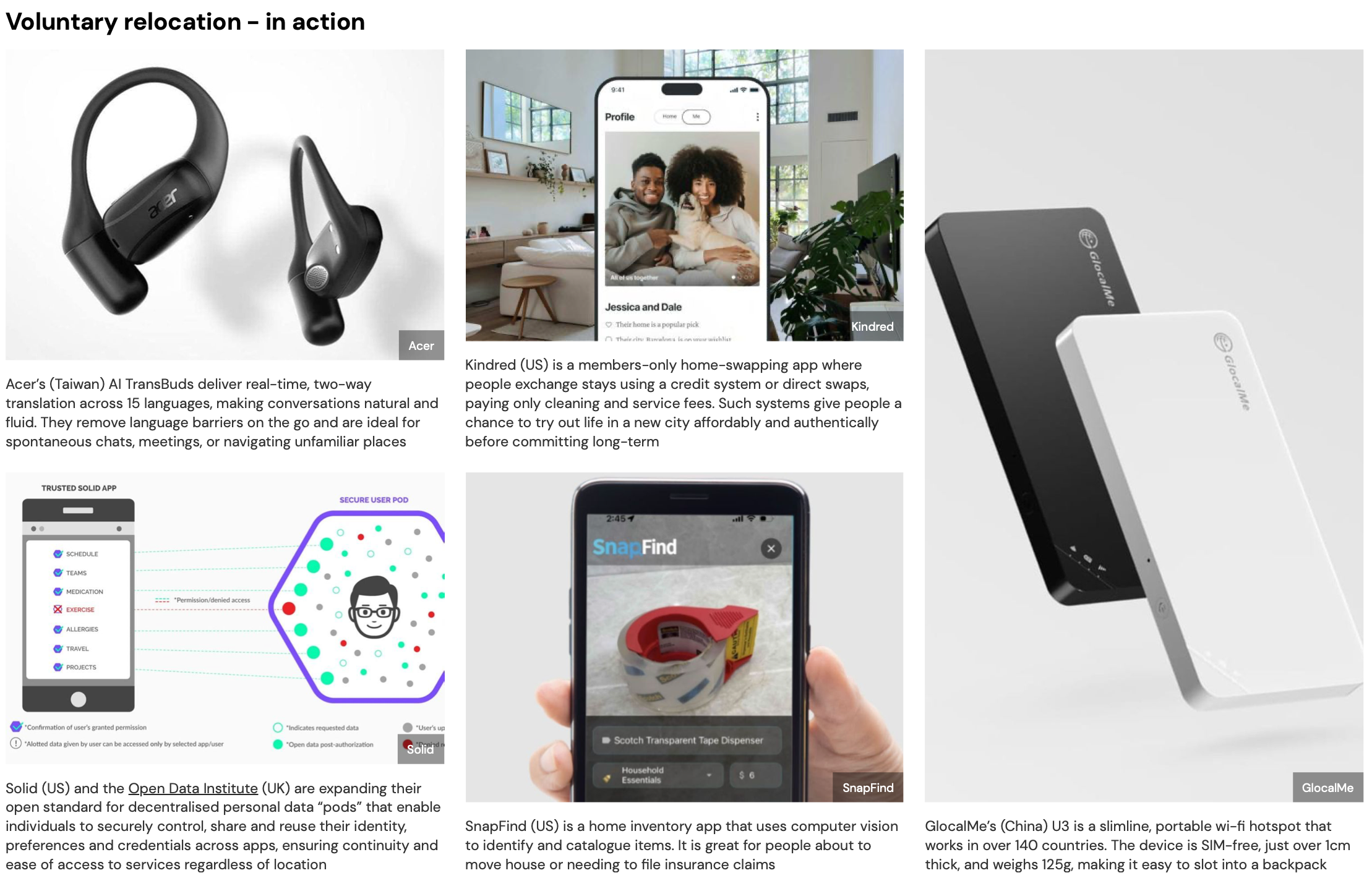Voluntary relocation examples: digital services and nomad tools