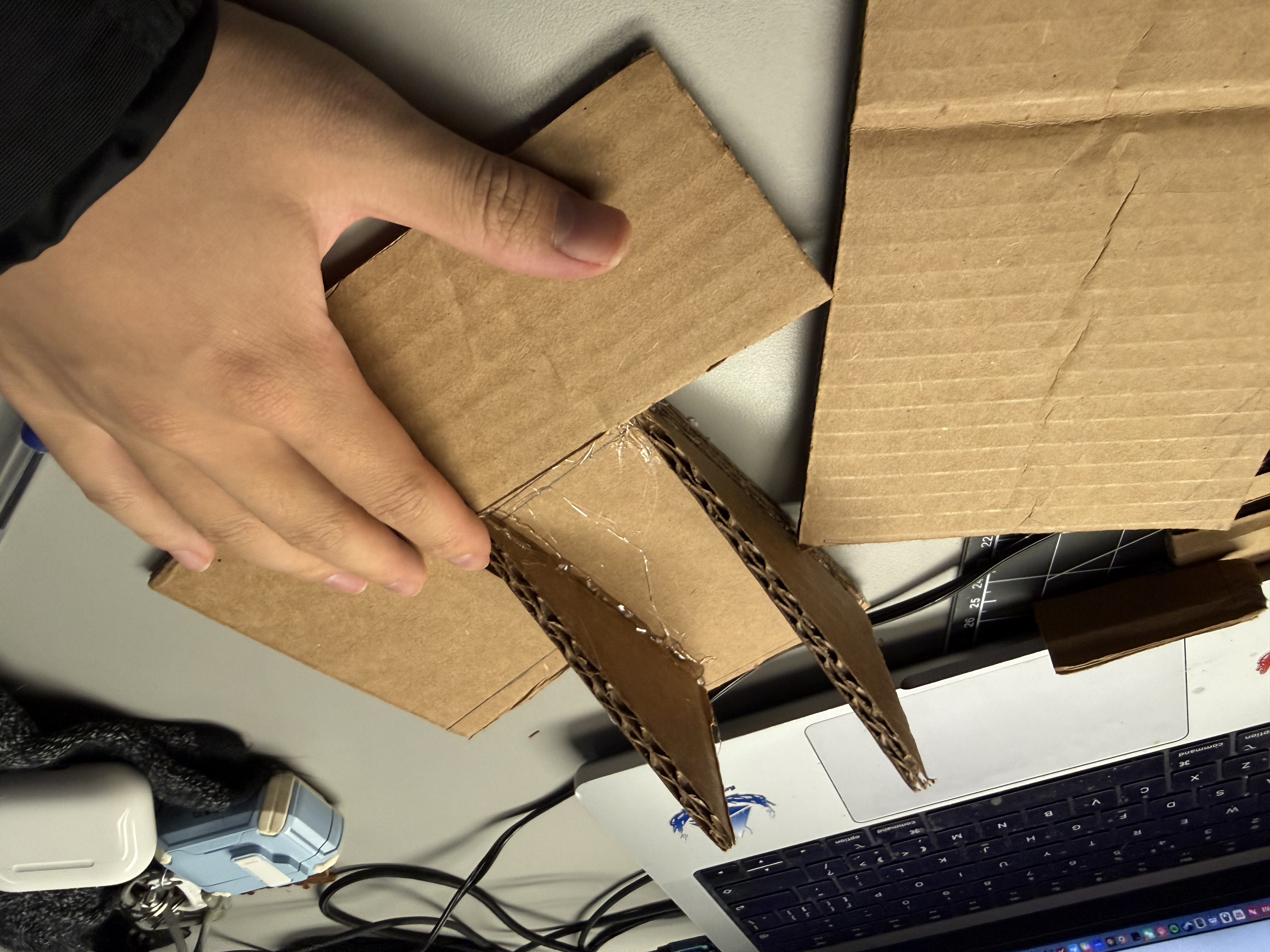 Assembly with hot glue