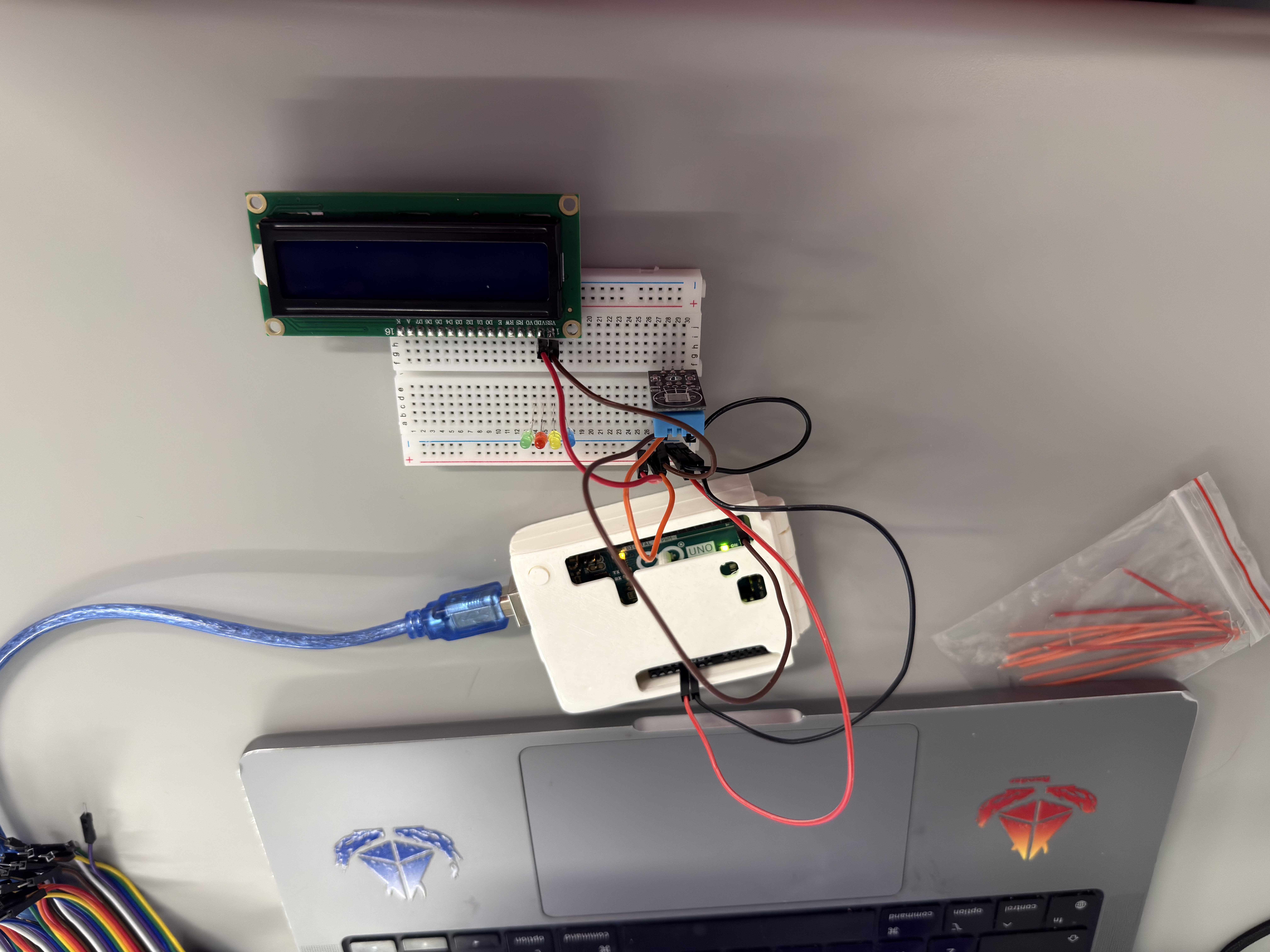 Breadboard layout — DHT wired