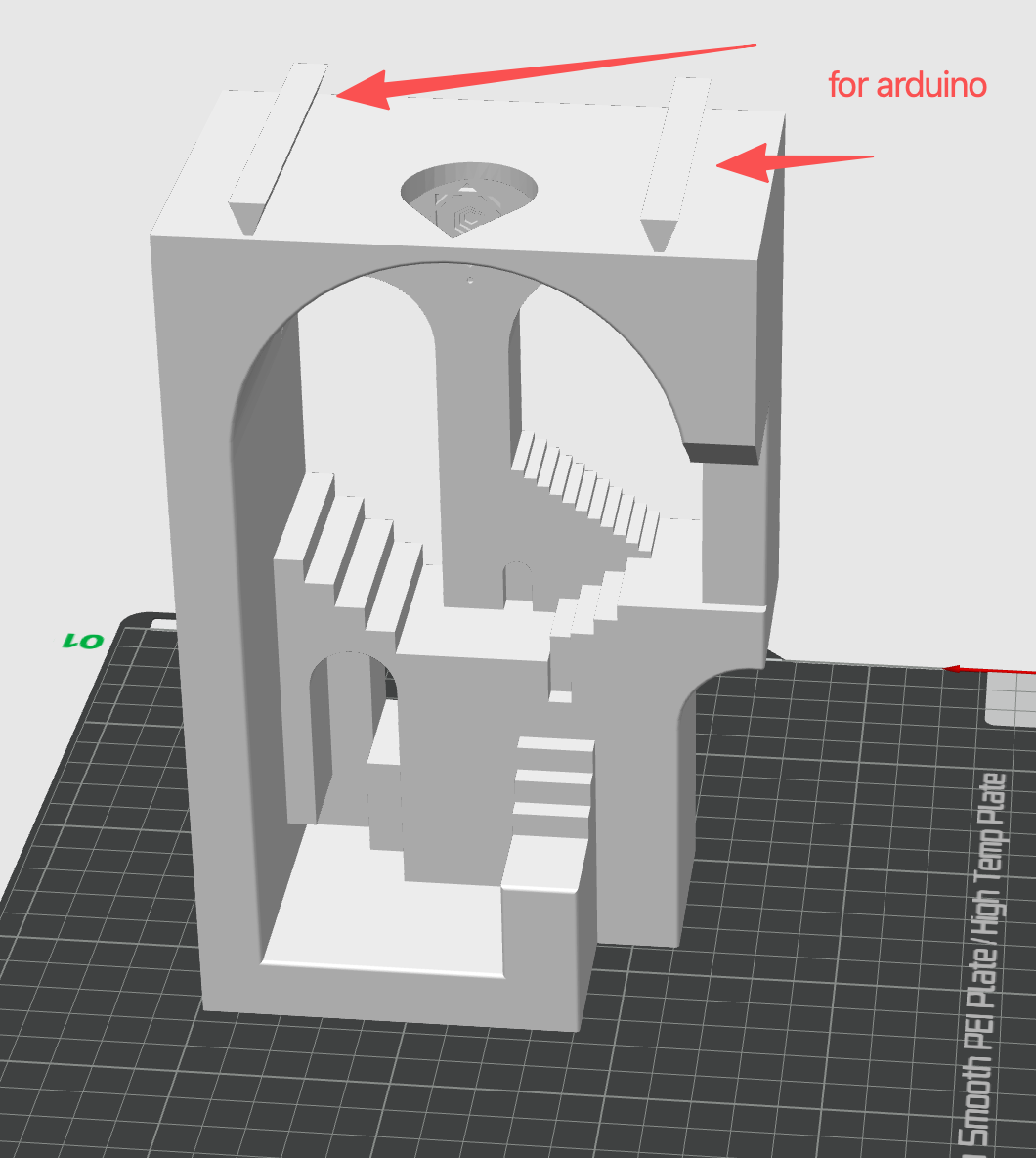 Second CAD iteration — Arduino slot