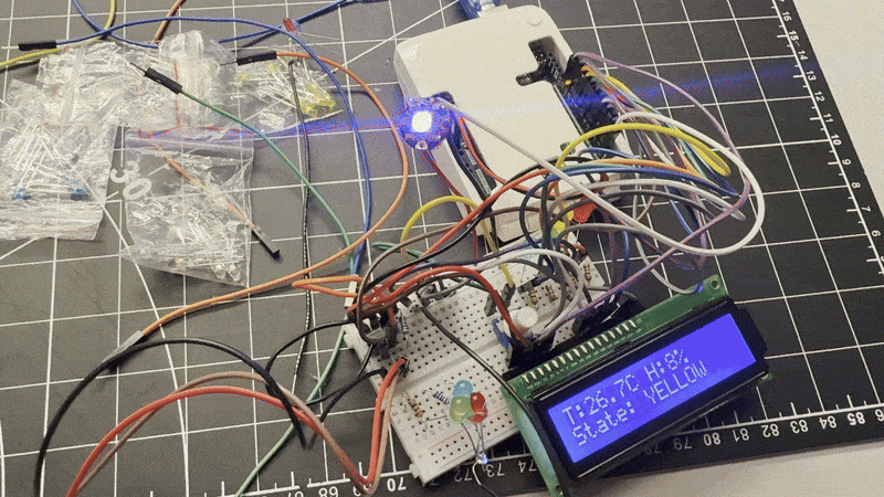 Breadboard test — full comfort-lamp logic