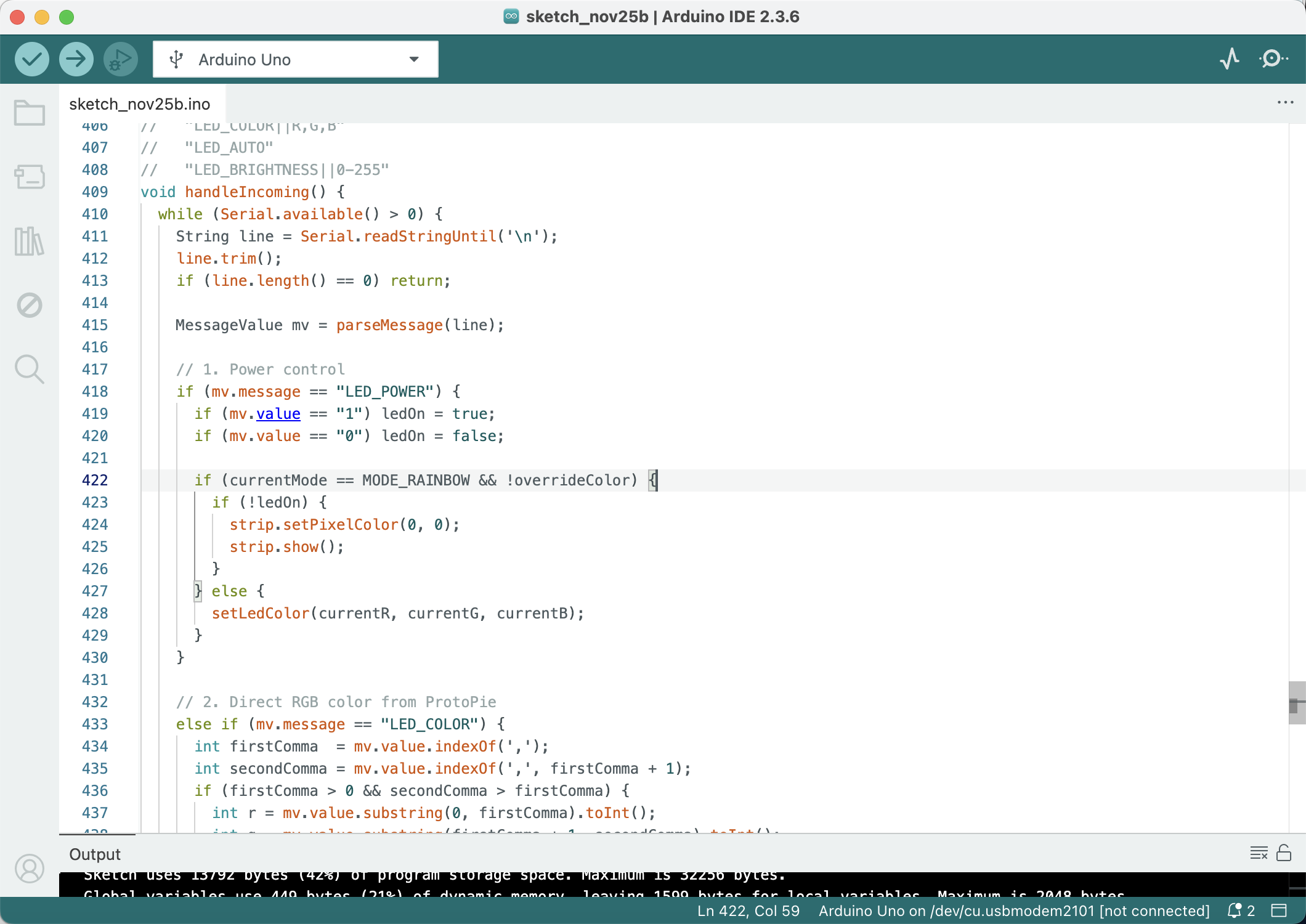 Updated Arduino code for touch switch