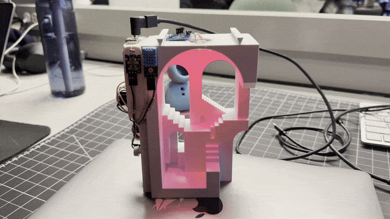 Final prototype cycling through rainbow and tiered colours