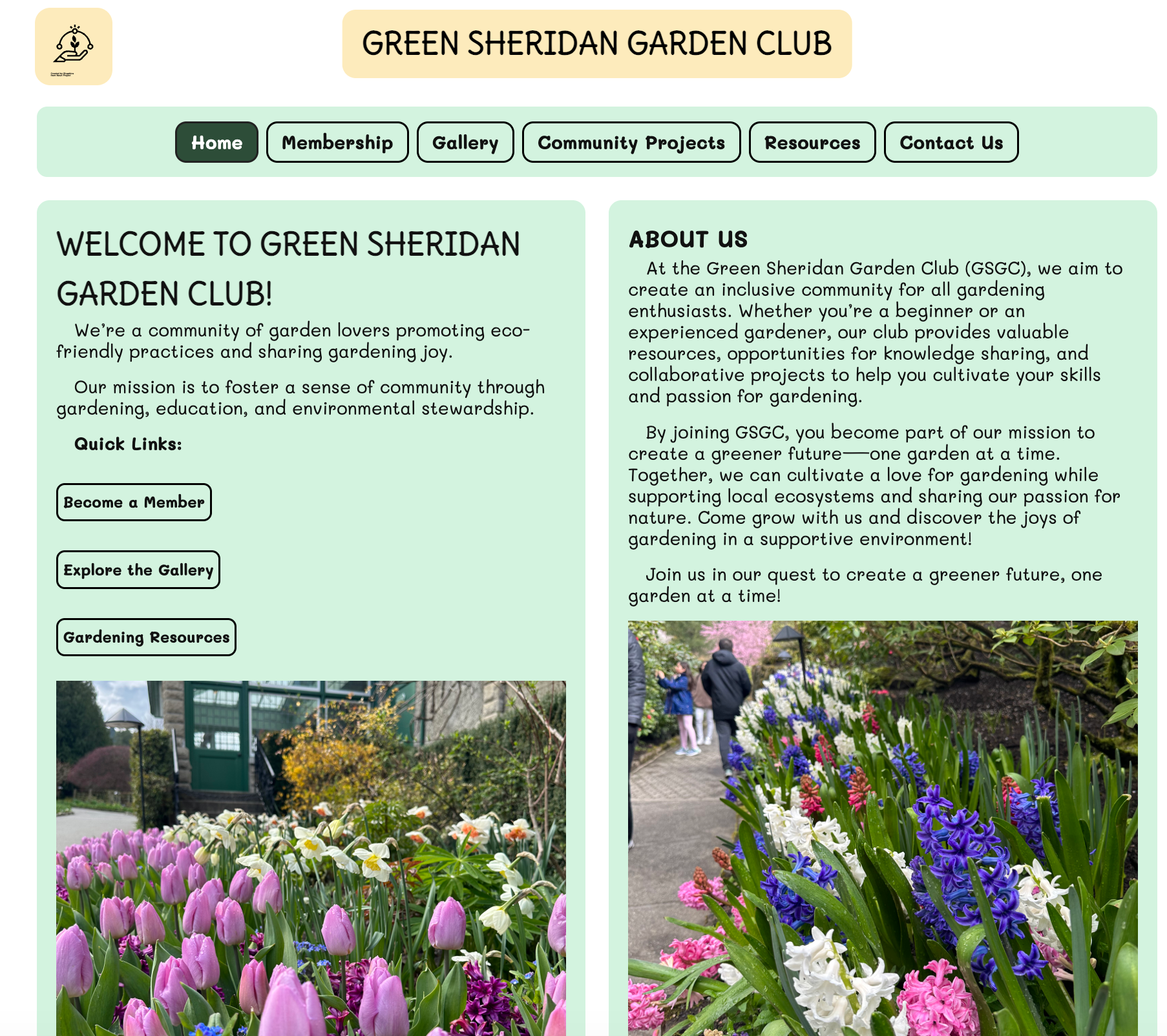 Green Sheridan Garden Club prototype preview